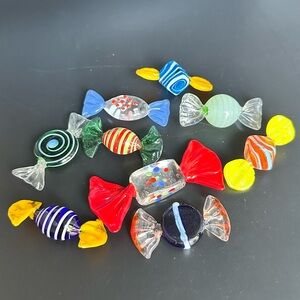 Vintage Murano Decorative Glass Candies Candy Multicolor set 9